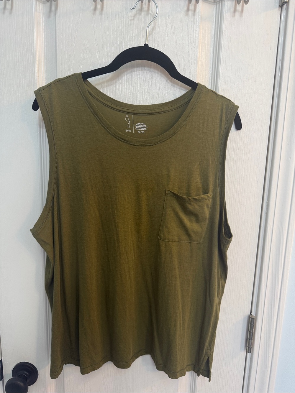 Joie Olive Green Sleeveless Pocket Tank